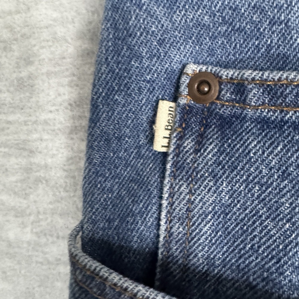 L.L. Bean Double L Mens Flannel Lined Blue Denim Jeans Size 44x30 100220 Classic - Picture 4 of 10